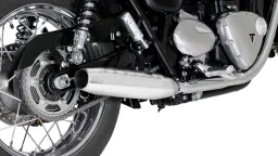 CUSTOM, Tapered muffler left/right for TRIUMPH Bonneville T100 / T100 Black, Ø 84 mm, stainless steel chrome, incl. EC homologation