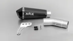 HYPERCONE, slip on, silenziatore con tubo di raccordo senza catalizzatore per DUCATI Monster 1200 R e Monster 1200 / 1200 S, acciaio inox nero, 65 mm, senza omologazione CE