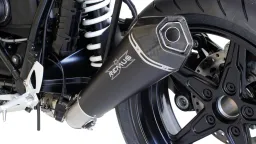 HYPERCONE, slip on (muffler with connecting tube low) to mount with sozius footpegs, stainless steel black, EC homologation