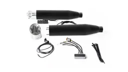 2 x CUSTOM Slip-On exhaust Ø 90 mm incl. cat., ASC – (CAN-BUS actated sound system), acciaio inox nero, (EC-) approval