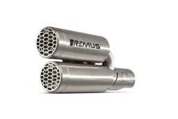 Slip-On REMUS Double MESH (sport silencer), stainless steel brushed, incl. ECE type approval